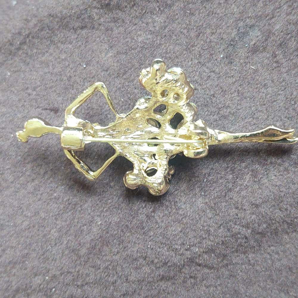 Gold Crystal Ballerina Brooch - Elegant Women's Jewelry - Picture 2 of 2